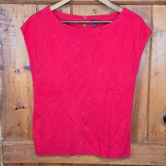 Talbots Women's‎ Red Cap Sleeve Boat Neck Knit Top Size L - Picture 3 of 4
